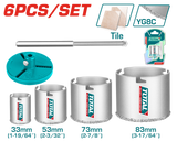 TOTAL Carbide gritted hole saw set (TAC44061)