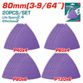 TOTAL 20PCs Purple Sanding Sheets 80mm | P40x4, P60x4, P80x6, P120x6 (TAC78080202)