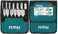 TOTAL 13 Pcs flat wood drill bits set Size:6,8,10,12,14,16,18,20,25,28,30,32,38mm