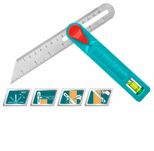 TOTAL Angle Square Sliding T-Bevel Gauge 150MM (TAHS181511) – Precision & Versatility