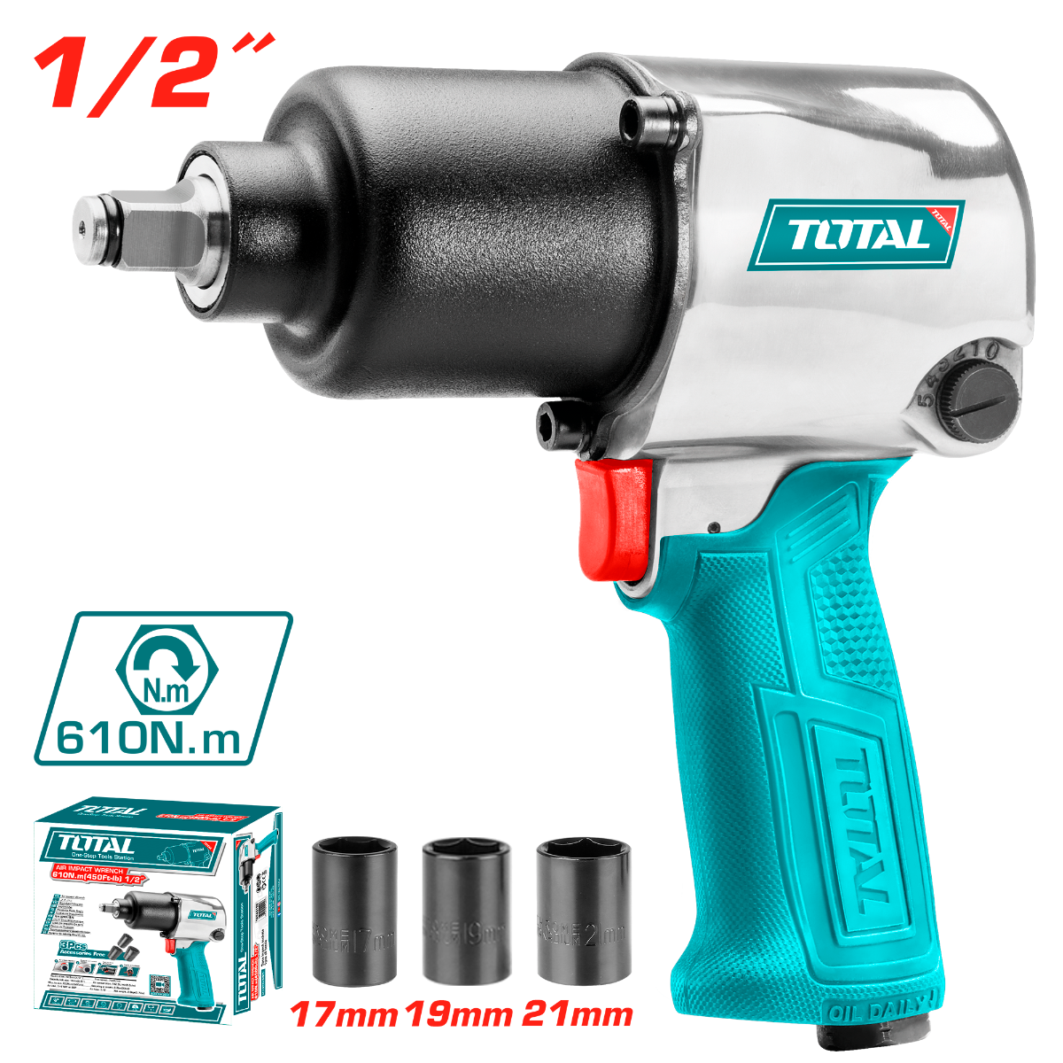 TOTAL 1/2" Air Impact Wrench | 650Nm (TAT40122) – High Power & Performance