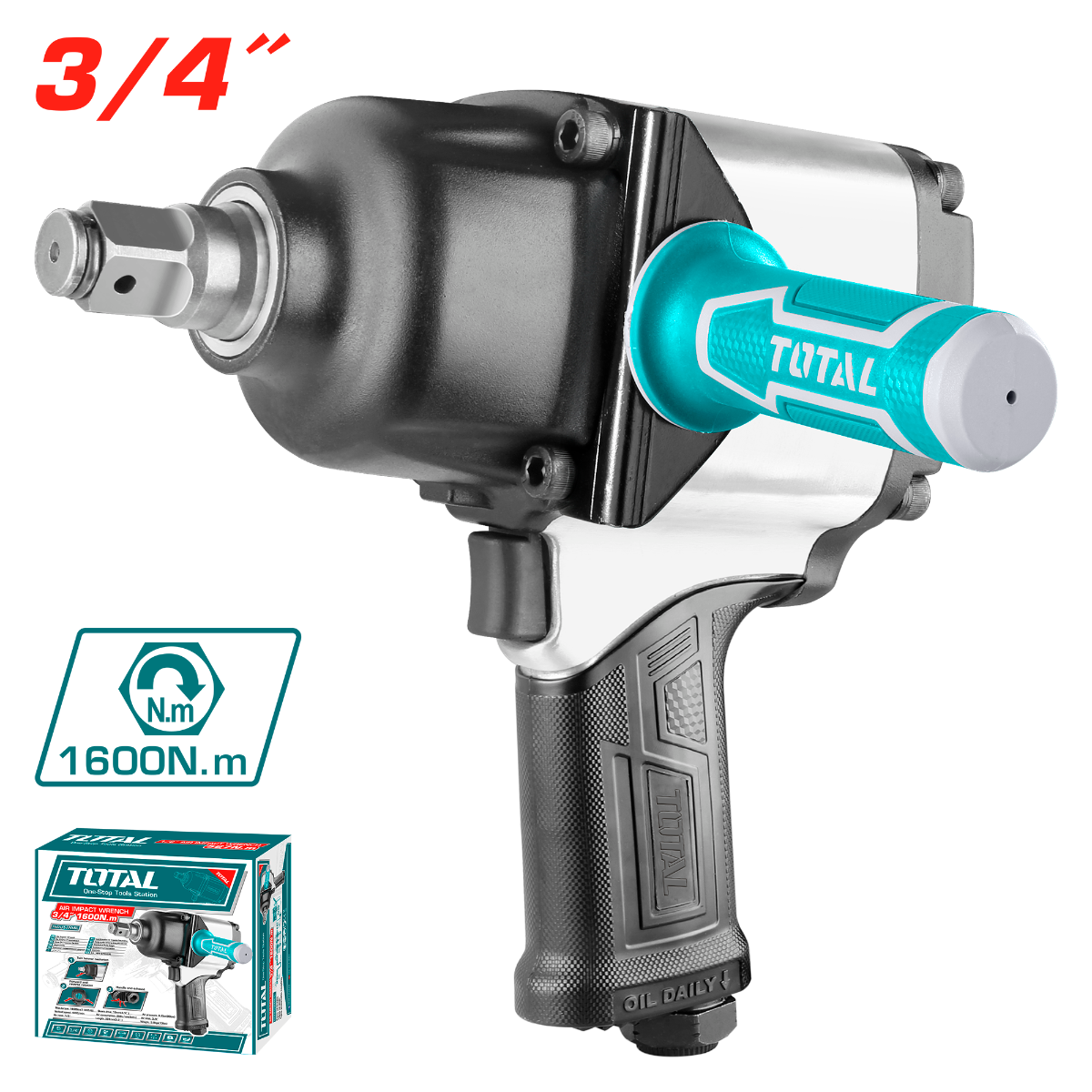 TOTAL 3/4″ Air Impact Wrench – High Power & Performance (TAT40342) TOTAL 3/4″ Air Impact Wrench – High Power & Performance (TAT40342)