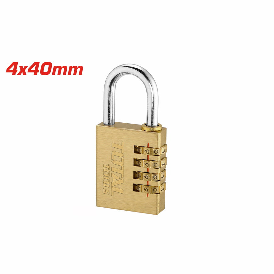 TOTAL Brass 4-Digit Padlock 4×40mm (TBCK37404) – Advanced Security