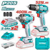 TOTAL 20V Cordless 2 in 1 Combo Kit - Drill & Impact Wrench