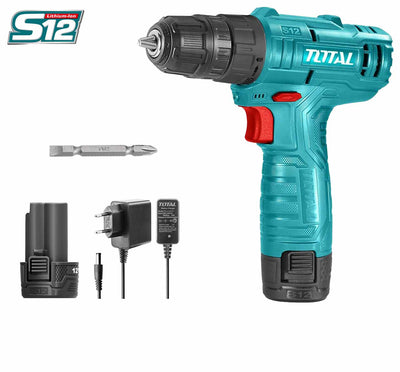 TOTAL Lithium-ion cordless drill 12V with battery & charger (TDLI12415)