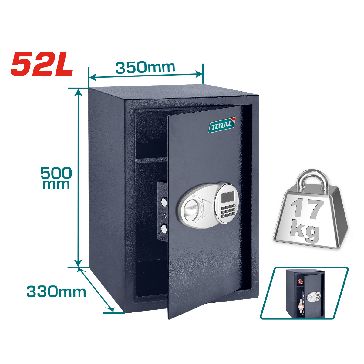 TOTAL 52L Electronic Steel Safe (TESF5001) – Ultimate Protection & Advanced Security TOTAL 52L Electronic Steel Safe (TESF5001) – Ultimate Protection & Advanced Security