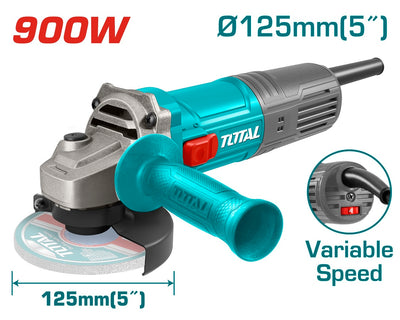 TOTAL Angle Grinder with Adjustable Speed 900W, 125mm - 5" (TG109125565)