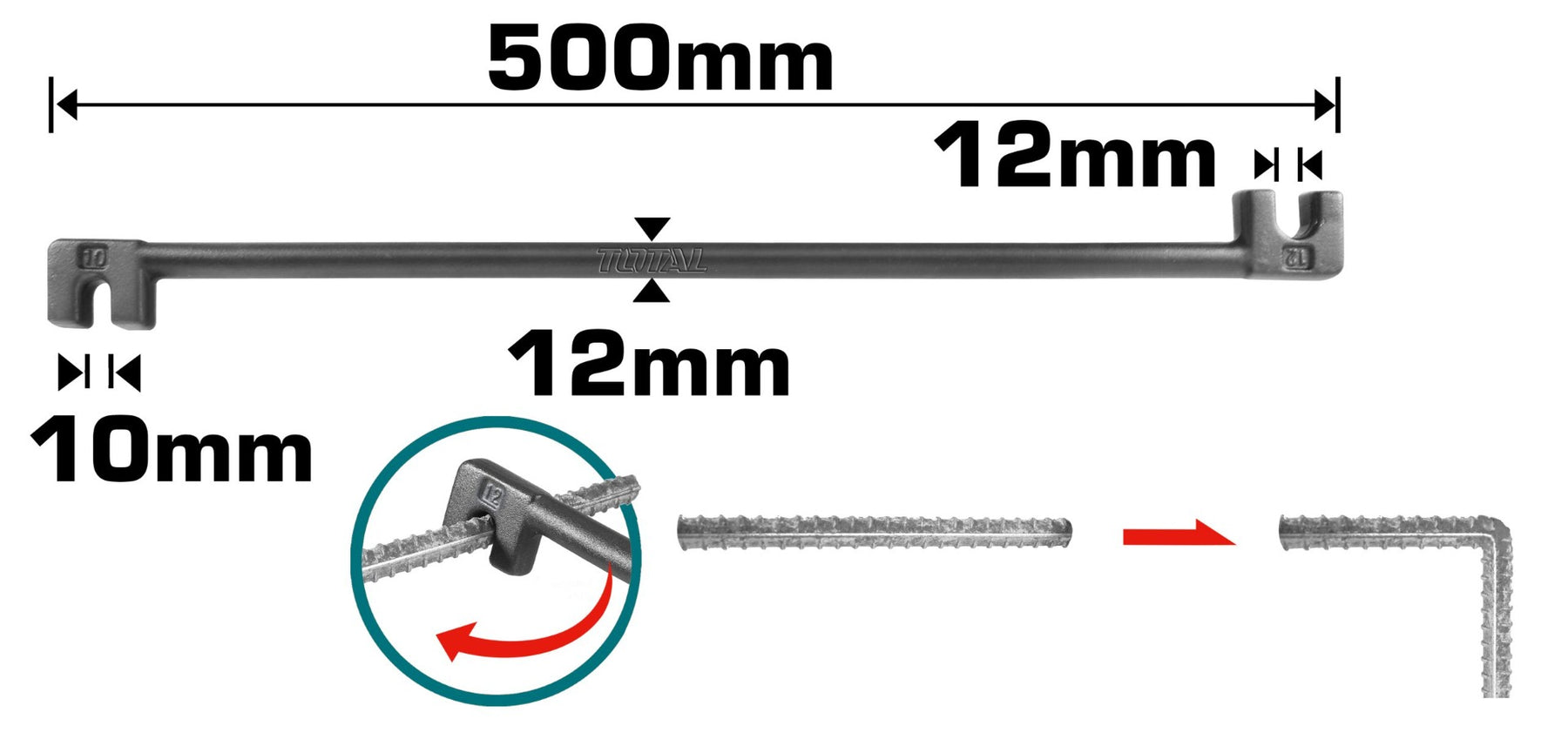 Total 10-12mm Rebar Bender (THBEB10122) – Heavy-Duty Metal Bending Tool Total 10-12mm Rebar Bender (THBEB10122) – Heavy-Duty Metal Bending Tool