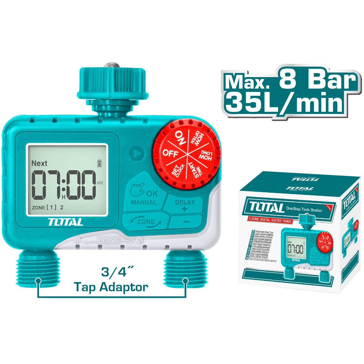 Total Digital Water Timer (2 Zones) – Precise Irrigation Control Total Digital Water Timer (2 Zones) – Precise Irrigation Control