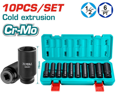 Total 10-Piece Long Black Socket Set (THKISD12102L)