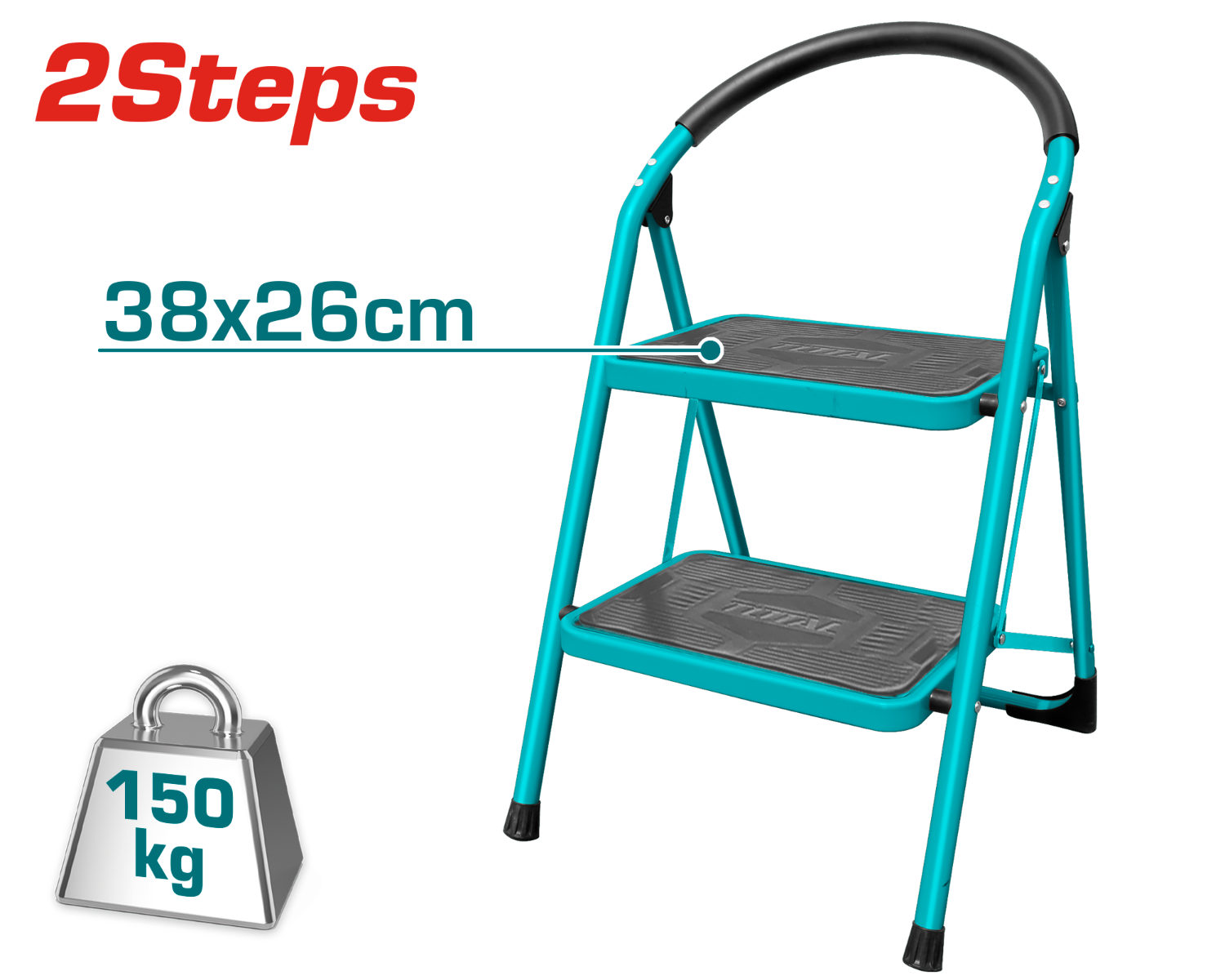 سلم TOTAL STEEL 2 درجات THLAD09021 – متين 150 كجم
