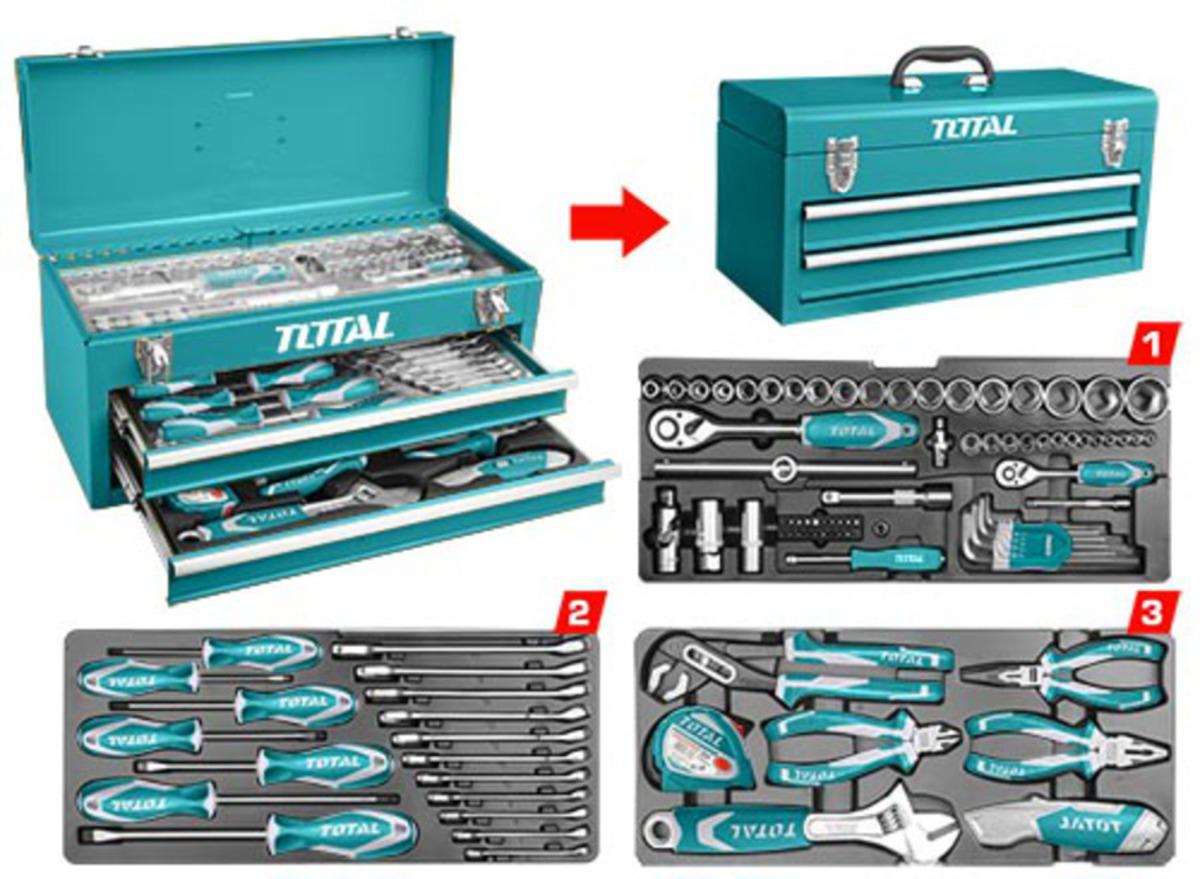 Total 97-Piece Tool Box Set – Complete Tools for Maintenance and Repairs Total 97-Piece Tool Box Set – Complete Tools for Maintenance and Repairs