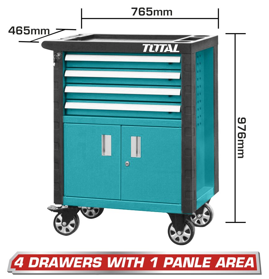 Total 4-Drawer Mobile Tool Cabinet – Effective Tool Organization Total 4-Drawer Mobile Tool Cabinet – Effective Tool Organization