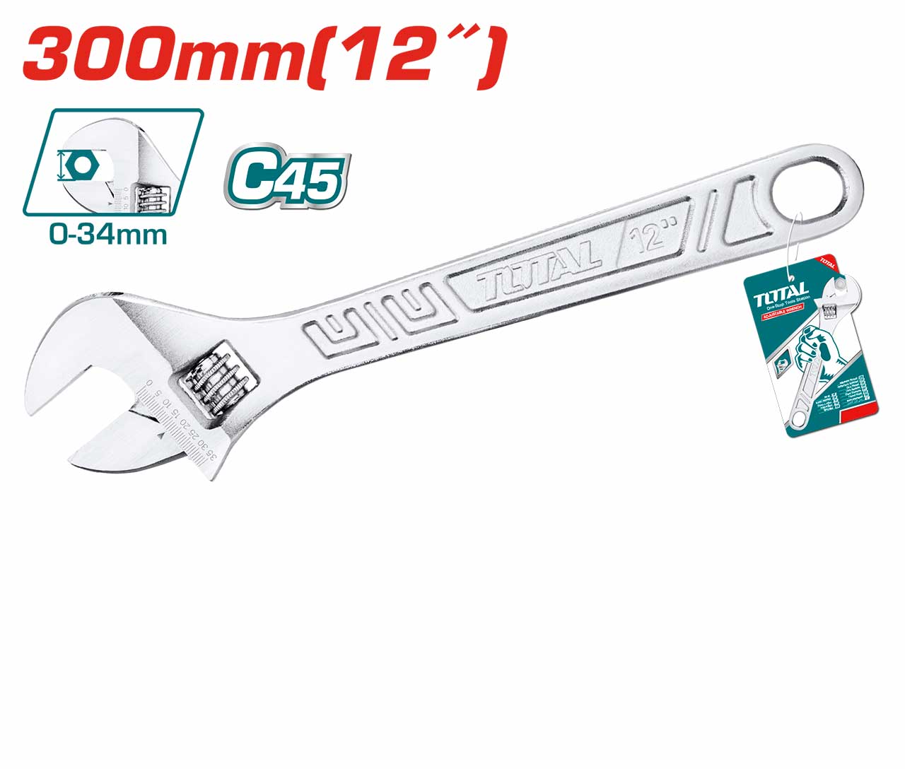 TOTAL 300mm Adjustable Wrench | 12-Inch (THT1010123) TOTAL 300mm Adjustable Wrench | 12-Inch (THT1010123)