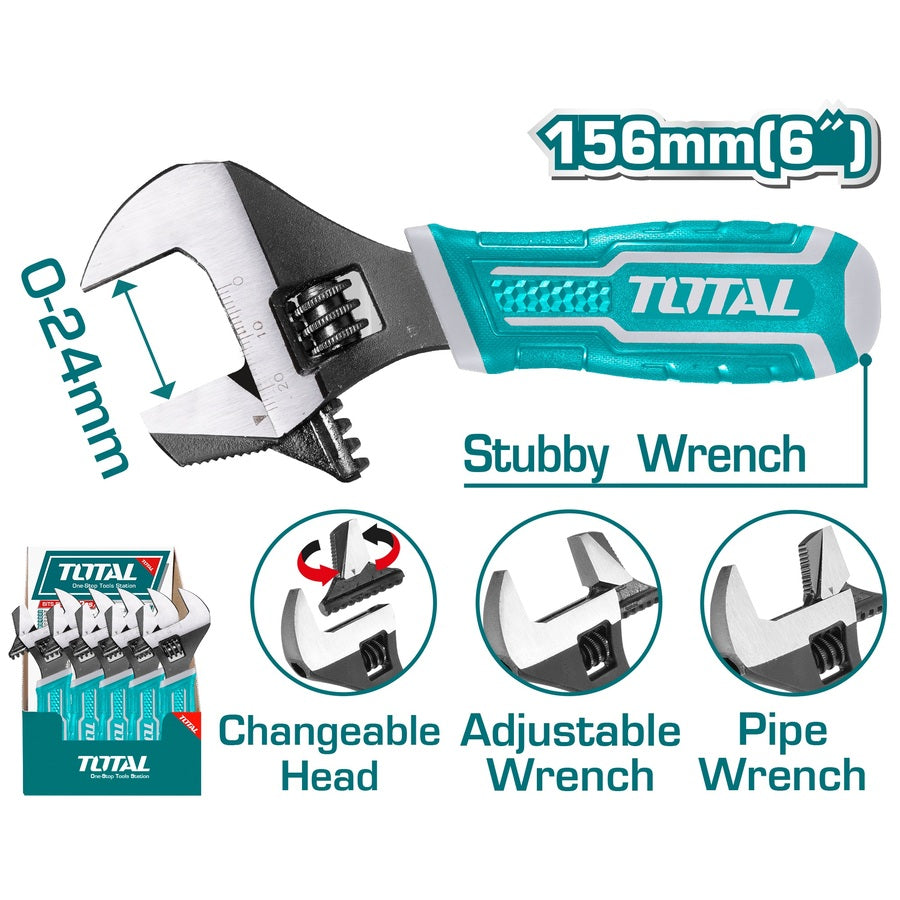 TOTAL 2-in-1 Short Adjustable Wrench (THT1016S) TOTAL 2-in-1 Short Adjustable Wrench (THT1016S)