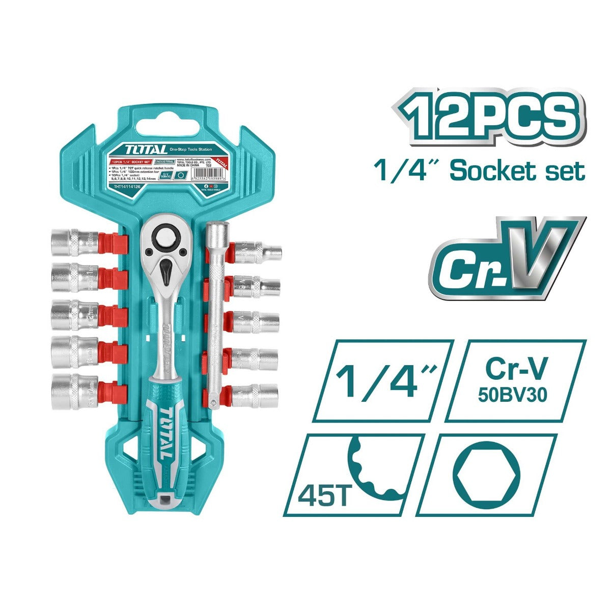 TOTAL 12-Piece Ratchet Socket Set – THT14114126 TOTAL 12-Piece Ratchet Socket Set – THT14114126