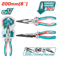 TOTAL 8″ High Leverage Long Nose Pliers Cr-V Grip