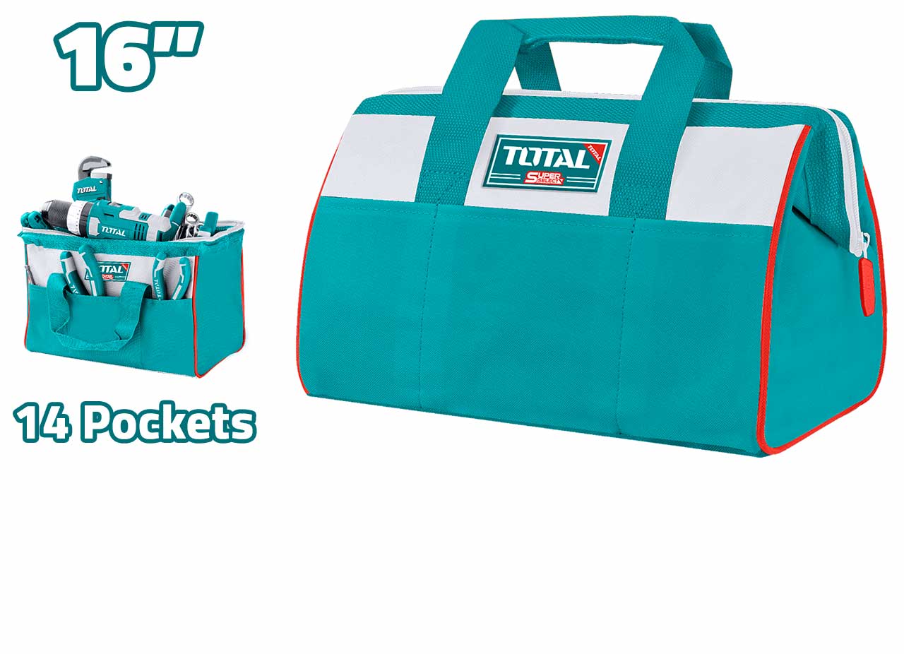 Total 16" Fabric Tool Bag (THT261625) – Durable with 14 Pockets