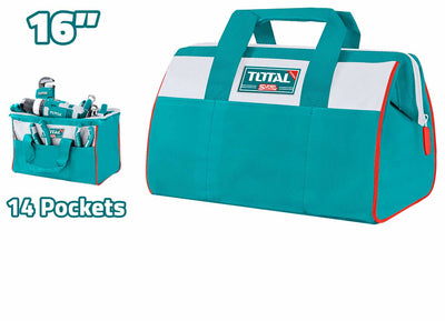 Total 16" Fabric Tool Bag (THT261625) – Durable with 14 Pockets