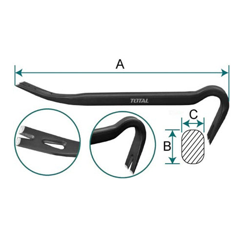 Total Wrecking Bar 12″ – Heavy-Duty Demolition Tool