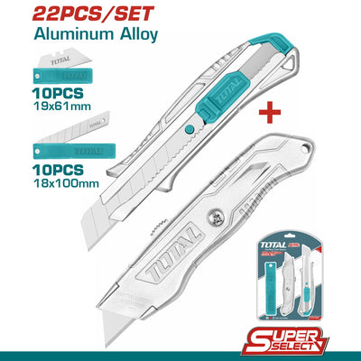 TOTAL 22Pcs Aluminum utility knife set (THT515226)