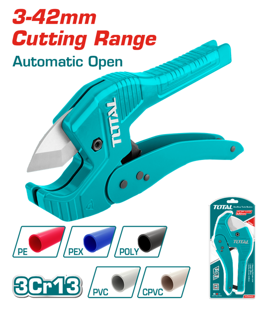 TOTAL PVC Pipe Cutter 3–42mm | Durable Aluminum Body