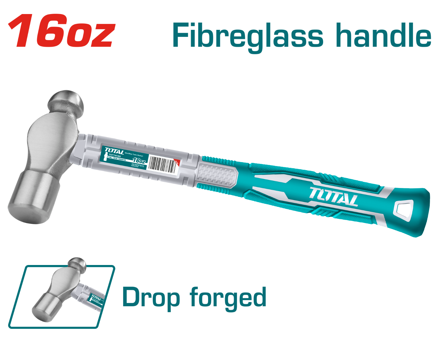 TOTAL 16oz Tapered Head Claw Hammer (THT74166) TOTAL 16oz Tapered Head Claw Hammer (THT74166)