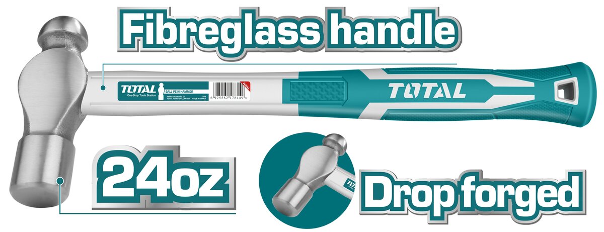 TOTAL 24oz Tapered Head Claw Hammer (THT74246) TOTAL 24oz Tapered Head Claw Hammer (THT74246)