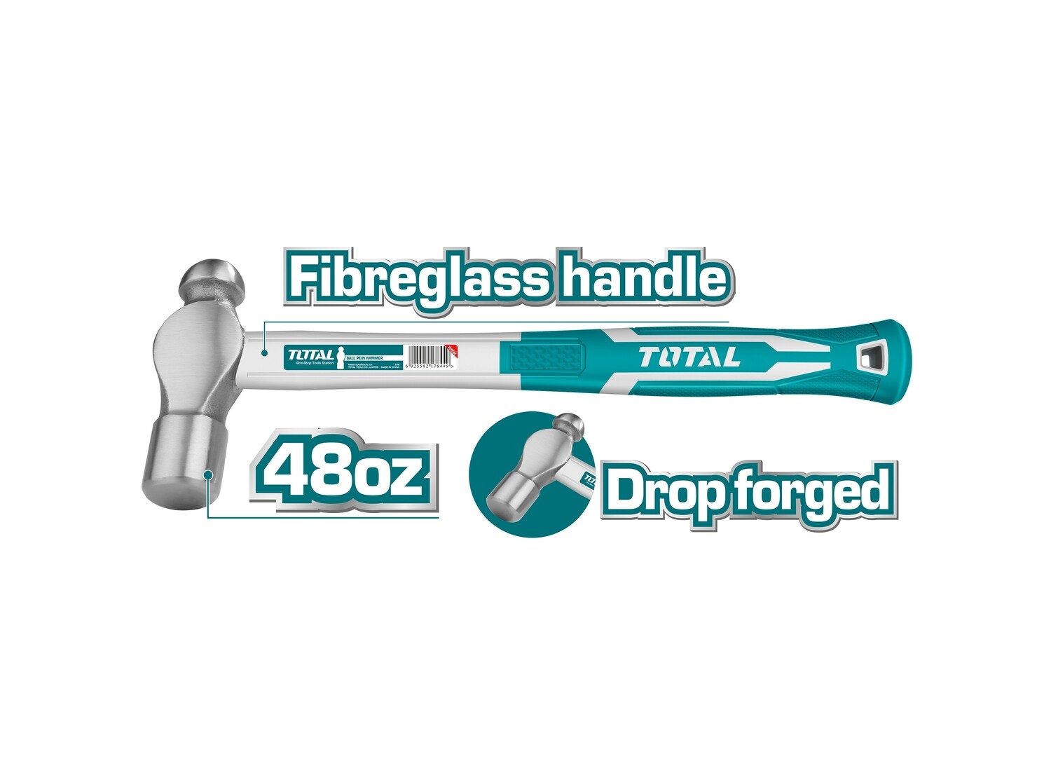 TOTAL 1300g Ball Peen Hammer (THT74486) TOTAL 1300g Ball Peen Hammer (THT74486)