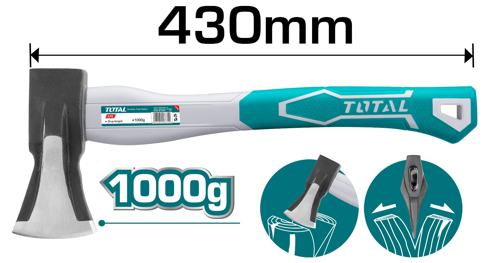 فأس توتال 1000 جرام لتقطيع الحطب – قوة وكفاءة عالية
