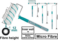 TOTAL Telescoping Cylinder brush 230mm - 9" & Telescoping Length of 440-680 -870mm (THT8592M)