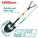 TOTAL Steel Shovel with Wooden Handle 1m (THTHW0101)