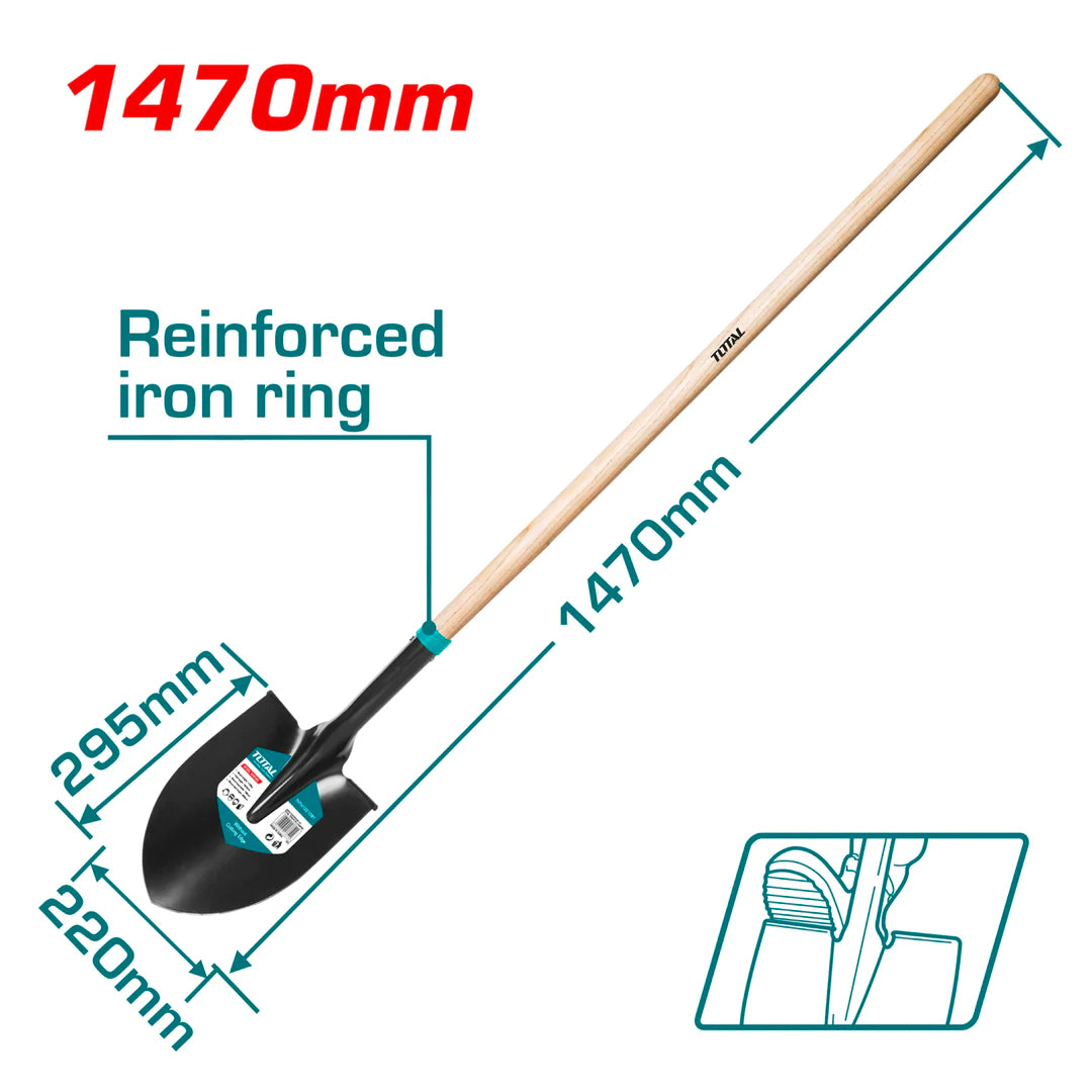 Total Triangle Shovel with 147 cm Wooden Stick (THTHW0201)