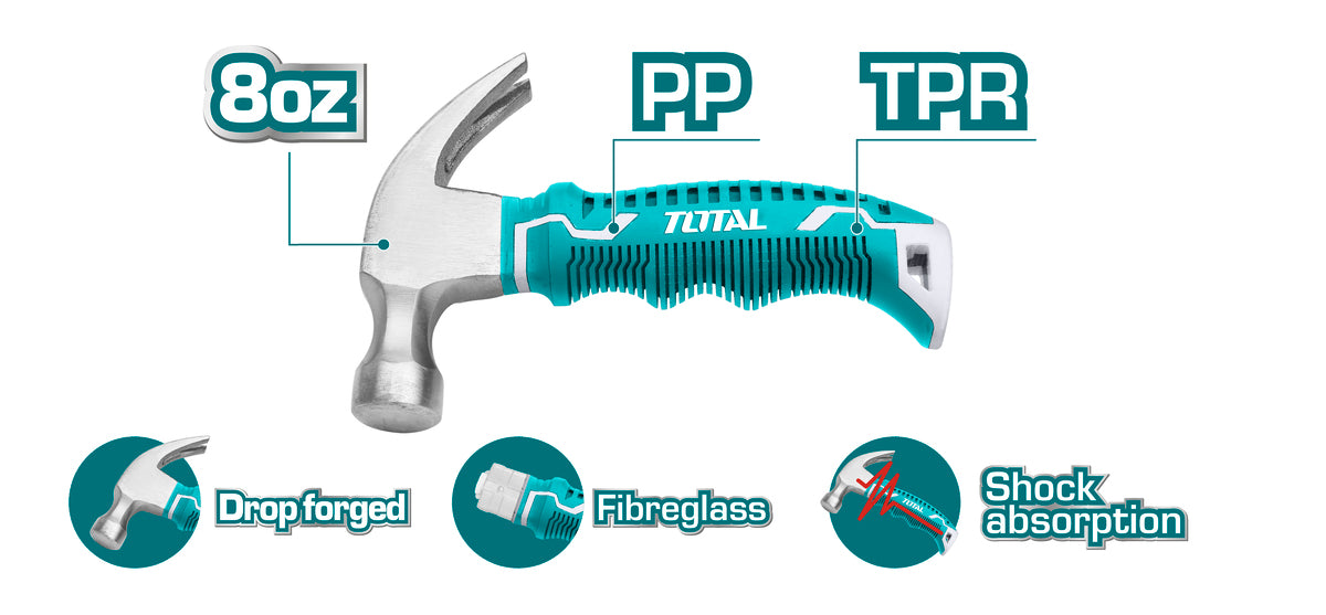 TOTAL 226g Small Claw Hammer | 8oz (THTM7386D)