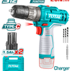 TOTAL 12V Cordless Impact Drill 20Nm 2 Batteries No Charger