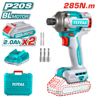 TOTAL 20V Cordless Impact Driver - 285Nm Torque, 2 Batteries