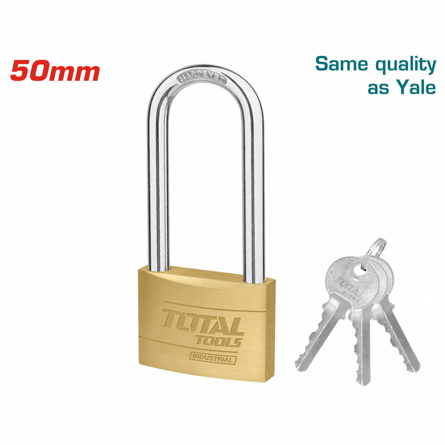 TOTAL Strong Brass Padlock with Long Shackle 50mm – Superior Security