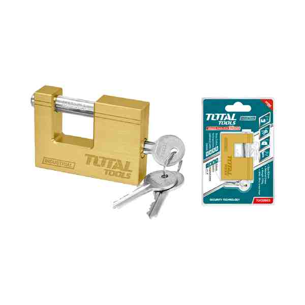 TOTAL TLK32703 Heavy-Duty Square Brass Padlock 70mm – Maximum Security