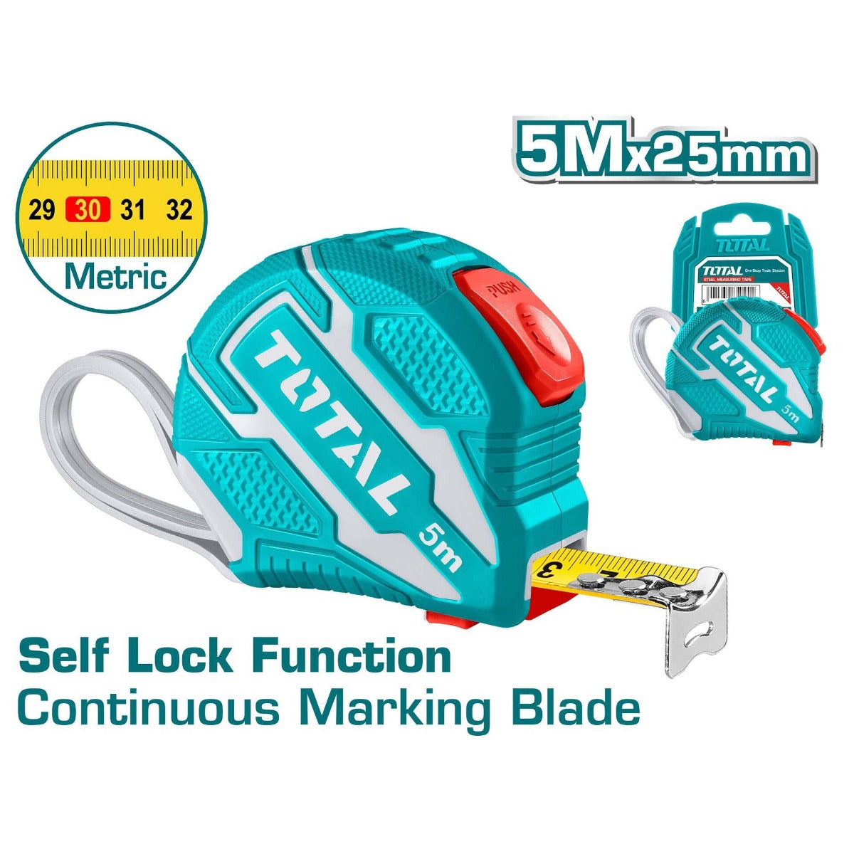 Total Steel Measuring Tape 5m × 25mm Metric (TMT126252M) Total Steel Measuring Tape 5m × 25mm Metric (TMT126252M)