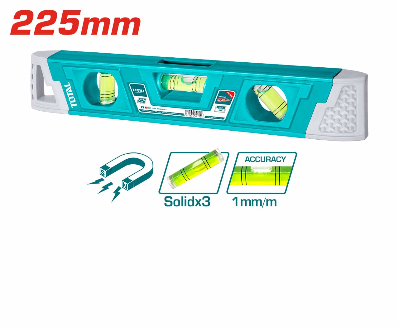 TOTAL Mini Spirit Level 225mm (TMT2267) – High Precision