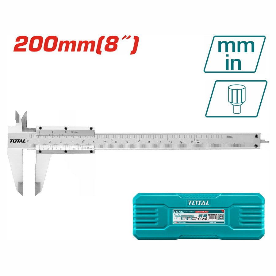 TOTAL INOX Caliper 200mm (TMT312001) – High Precision Measuring Tool TOTAL INOX Caliper 200mm (TMT312001) – High Precision Measuring Tool