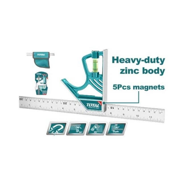 Total TMT653005 12” Magnetic Measuring Square – Precision & Stability Total TMT653005 12” Magnetic Measuring Square – Precision & Stability