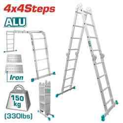 TOTAL 4x4 Multi-Purpose Aluminum Ladder 4.75m with Platforms - THLAD04441