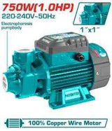 TOTAL 1HP 750W Peripheral Water Pump, 50L/min - TWP17506