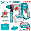 TOTAL 20V Rotary Hammer Kit TRHLI202081 – 4.0Ah Battery