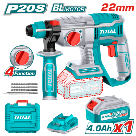 شاكوش كهربائي 20V توتال TRHLI202081 مع بطارية وشاحن 