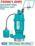 TOTAL Submersible Pump for Clean Water 750W | 1.0HP (TWP67506)