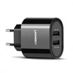 شاحن حائط يوجرين ثنائي USB 3.4A EU - أسود