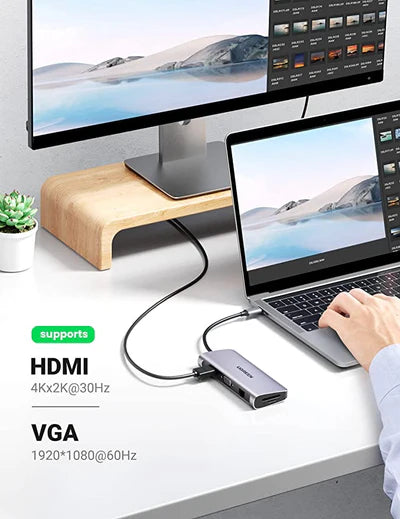 UGREEN موزع USB-C 10 في 1 مع HDMI 4K وVGA وإيثرنت وPD