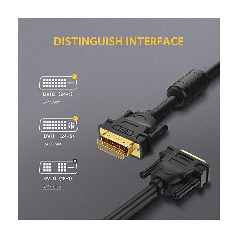 UGREEN DVI (24+1) Male to Male Gold Plated Cable 1.5m Black